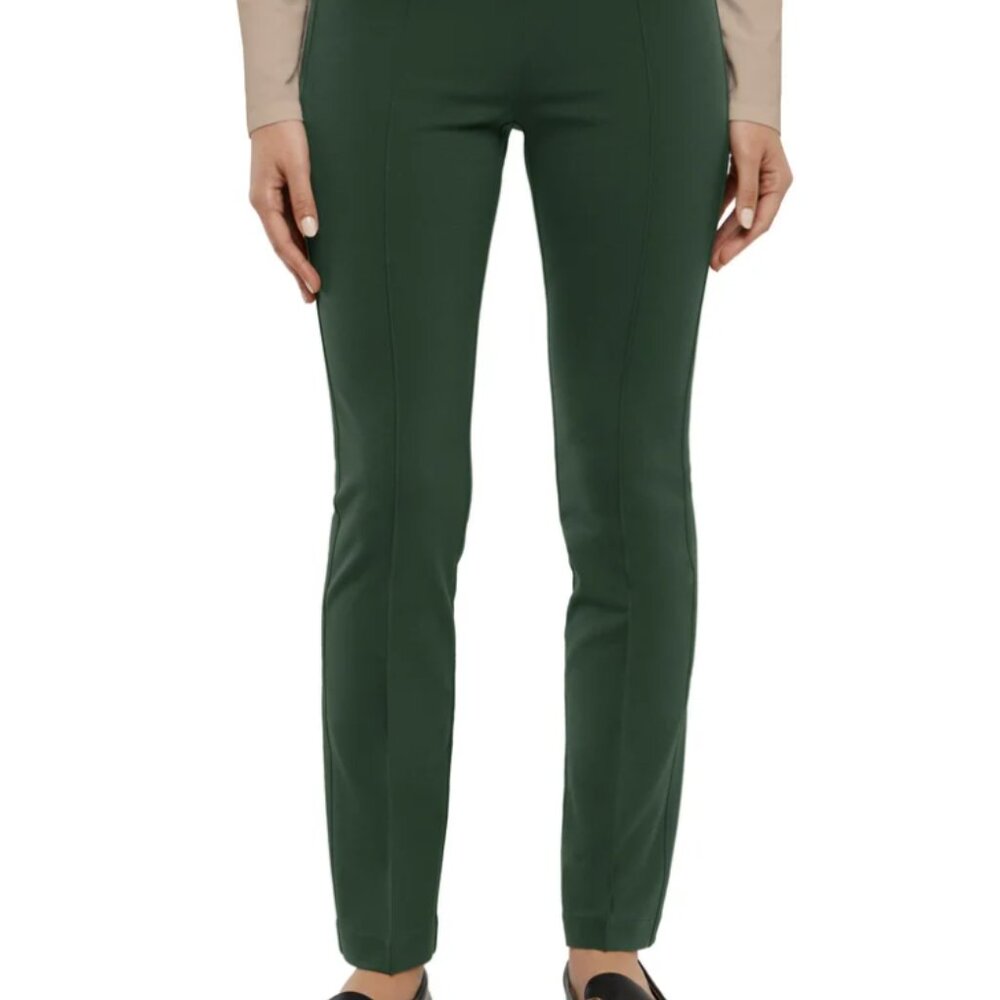 Slim Ponte Stretch Pants in Dark Green
